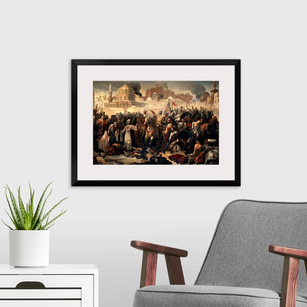 A modern room featuring First Crusade: Taking of Jerusalem by the Crusaders, 15 July 1099. Godfrey of Bouillon ( or Godef...
