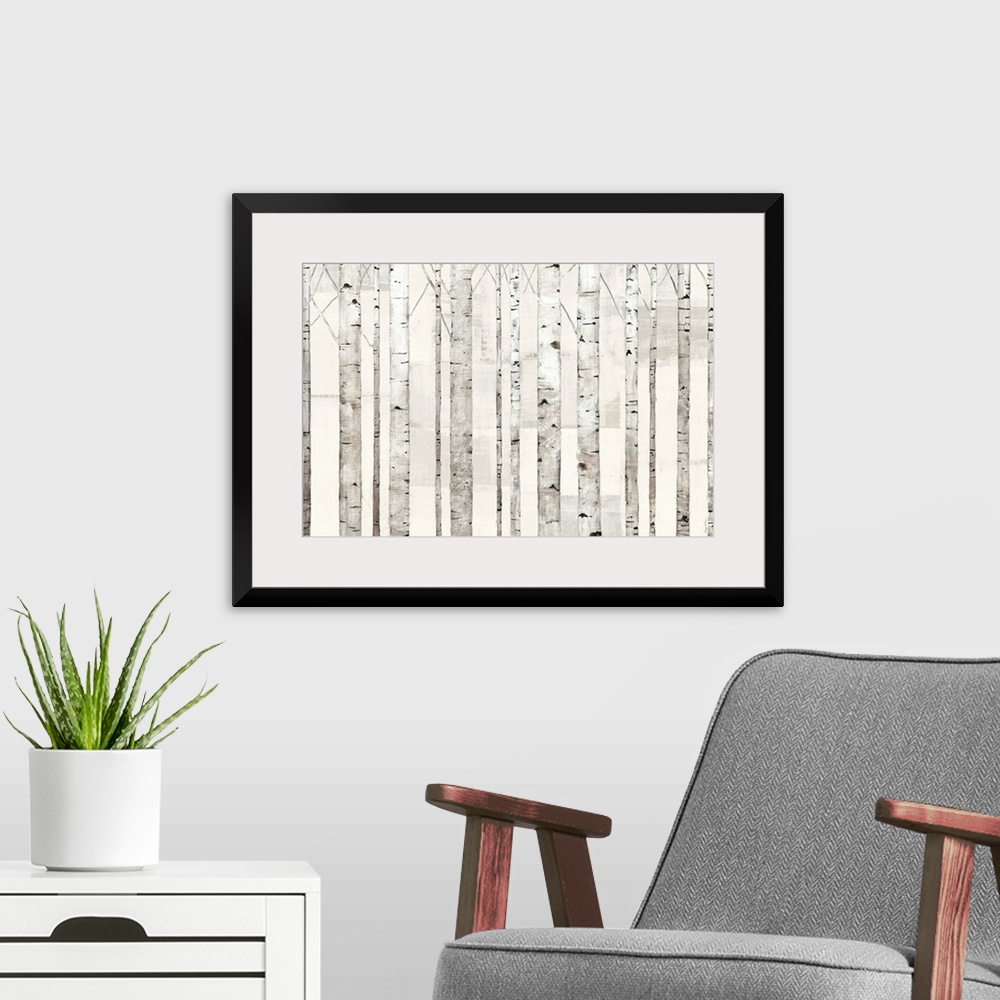 A modern room featuring Birch Trees on White