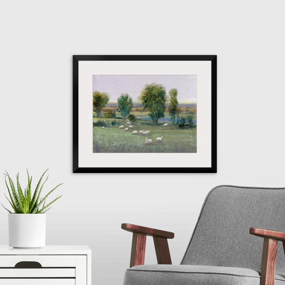 A modern room featuring Field of Sheep I