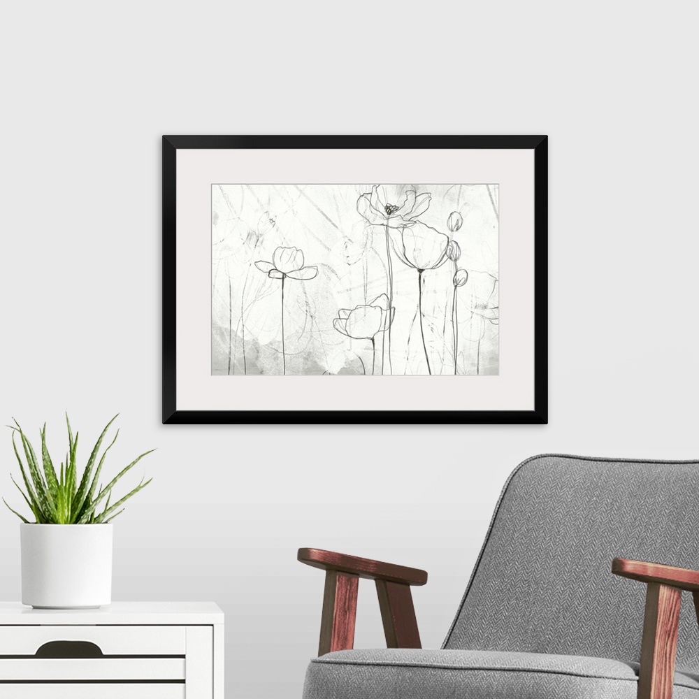 A modern room featuring Poppy Sketches II
