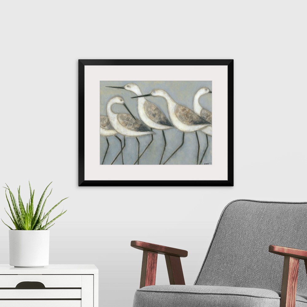 A modern room featuring Shore Birds I