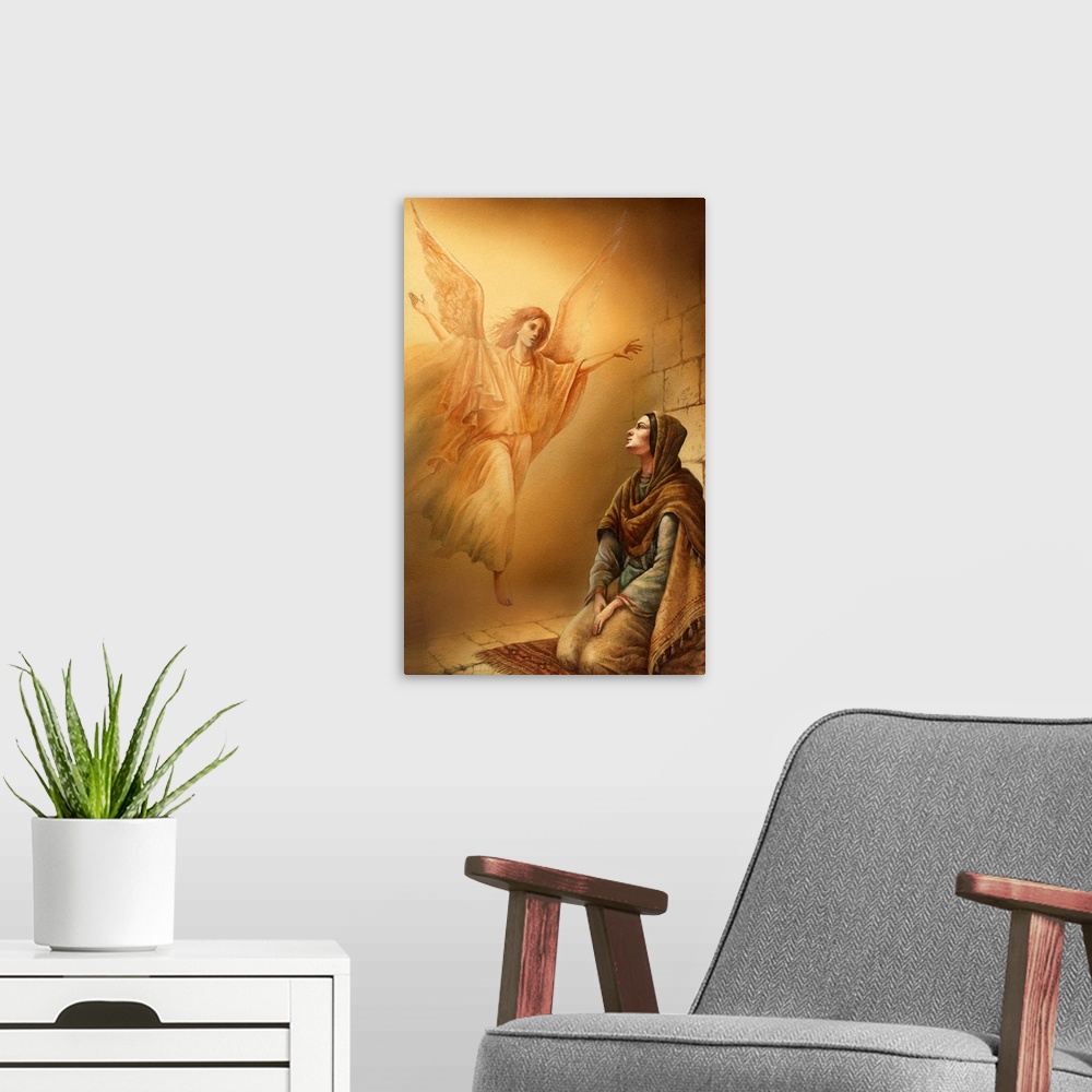 A modern room featuring An Angel Visits Mary