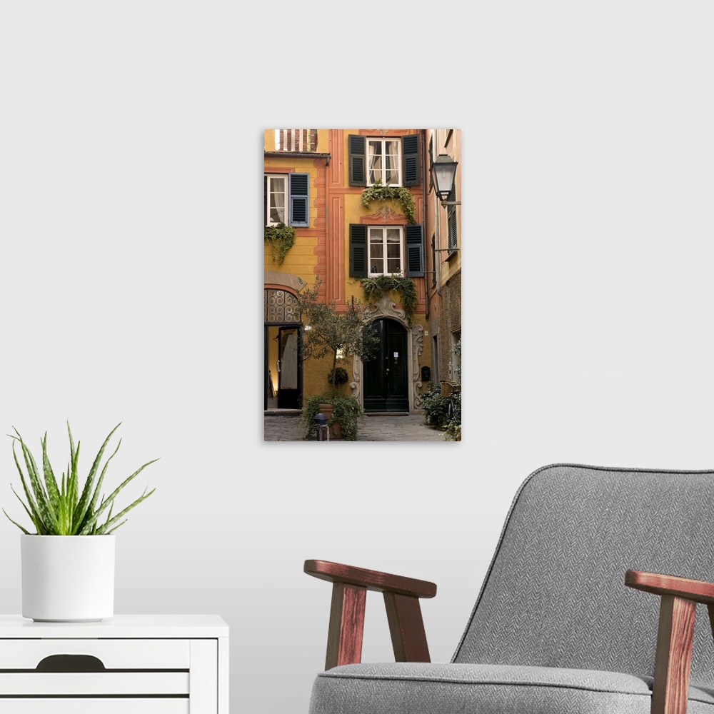 A modern room featuring Europe, Italy, Santa Margherita Ligure. Inviting courtyard of a decorated building.