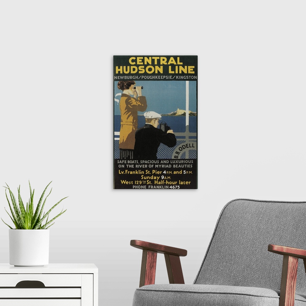 A modern room featuring Travel Poster, Central Hudson Line