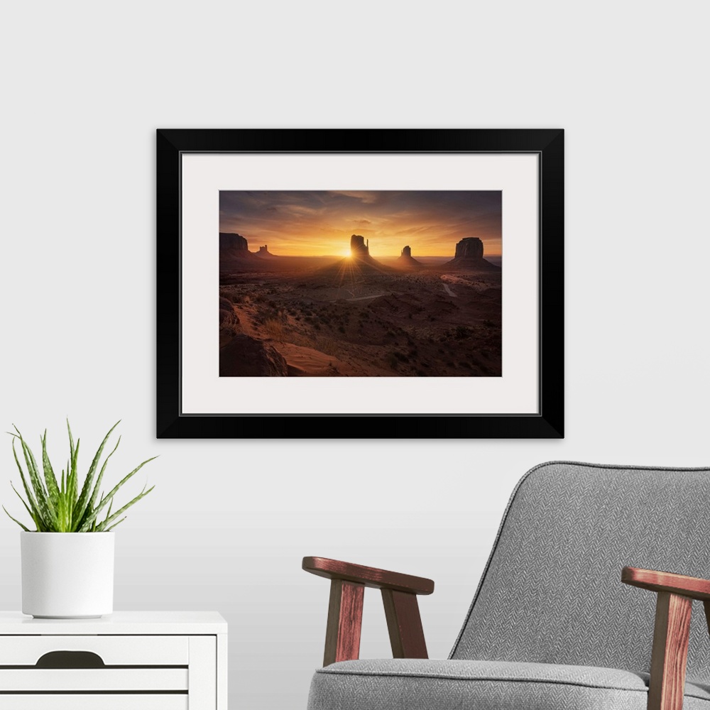 A modern room featuring Monument Sunrise