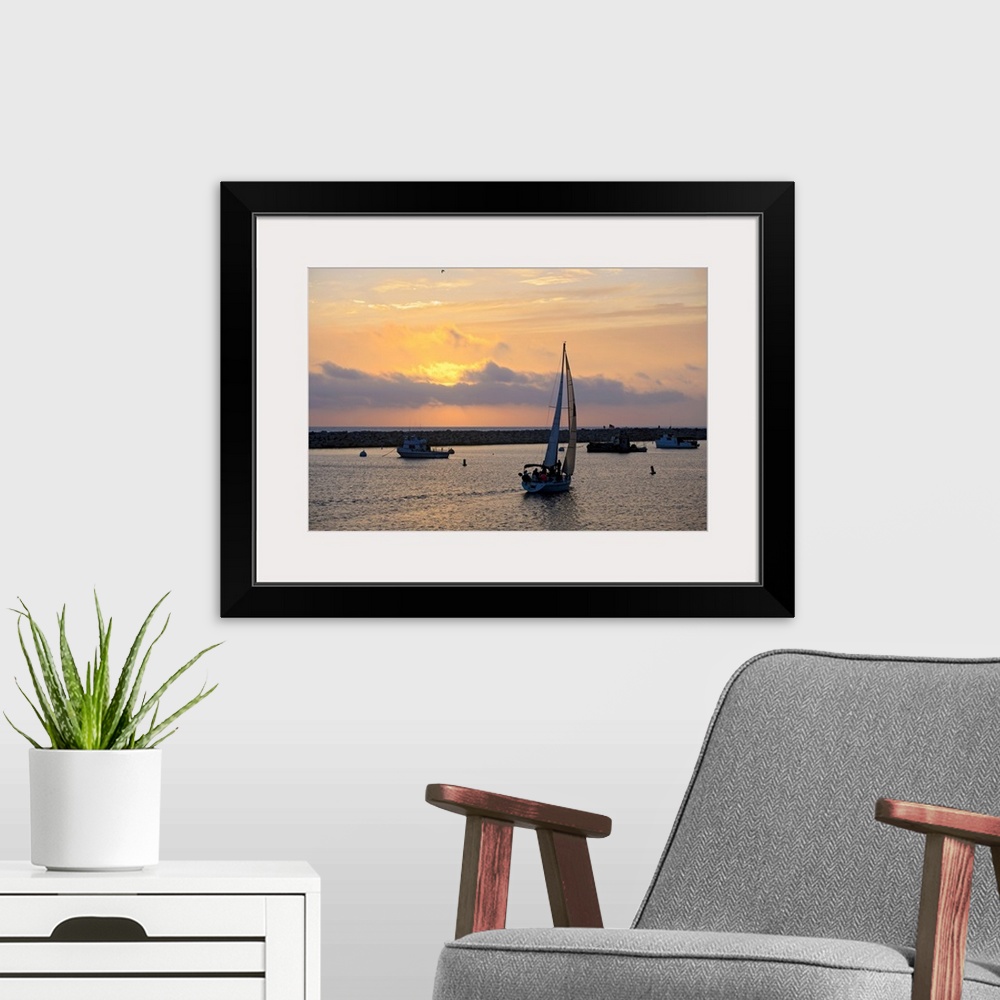 A modern room featuring California, King Harbor, Sailboats at sunset in Redondo Beach
