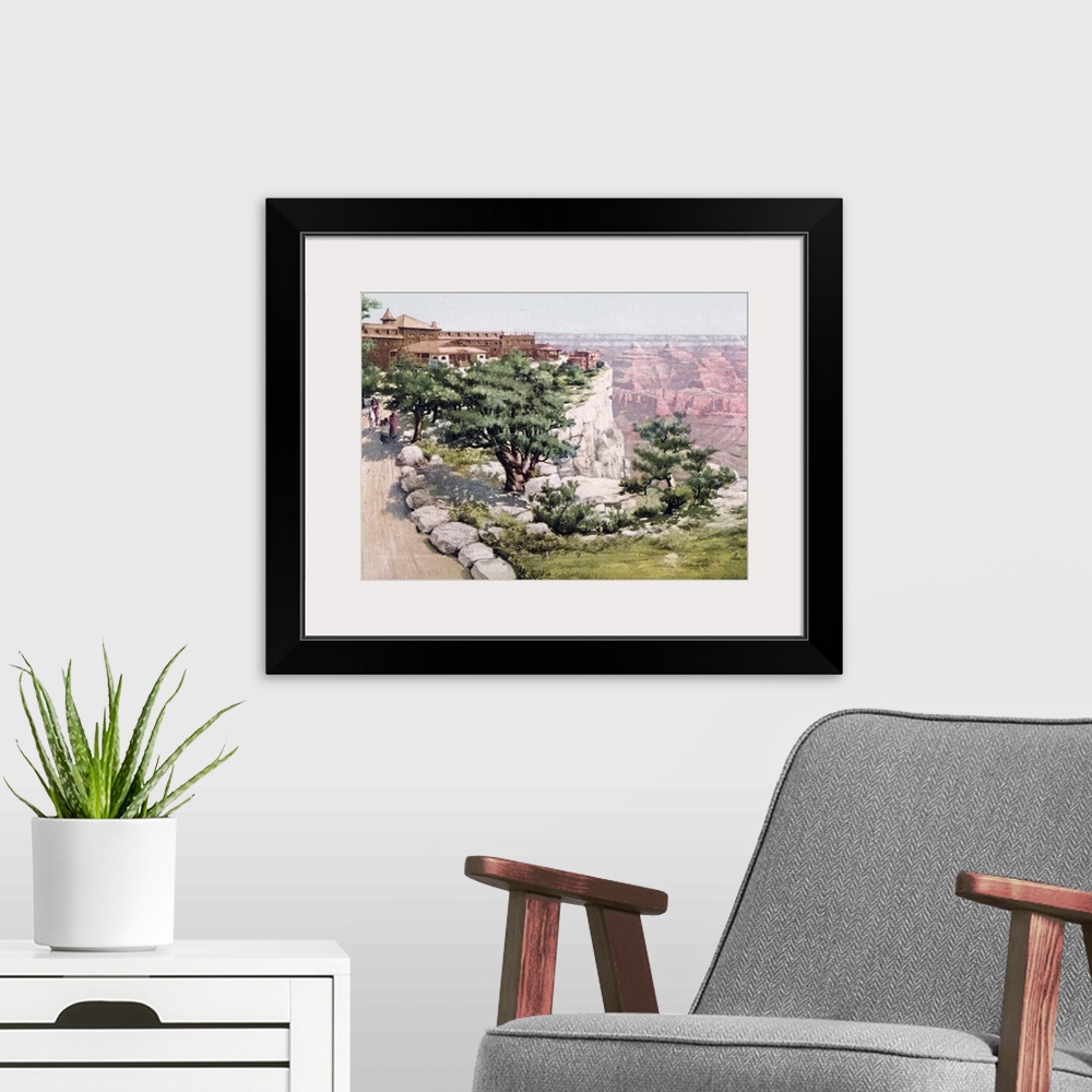 A modern room featuring Hotel El Tovar Grand Canyon of Arizona Vintage Photograph