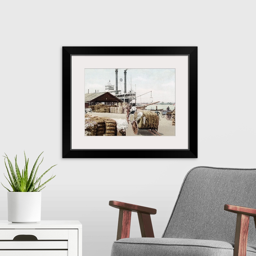 A modern room featuring The Cotton Docks Mobile Alabama 1 Vintage Photograph