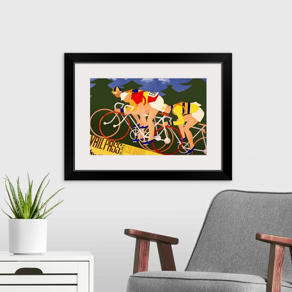 A modern room featuring Vintage Cycling Poster