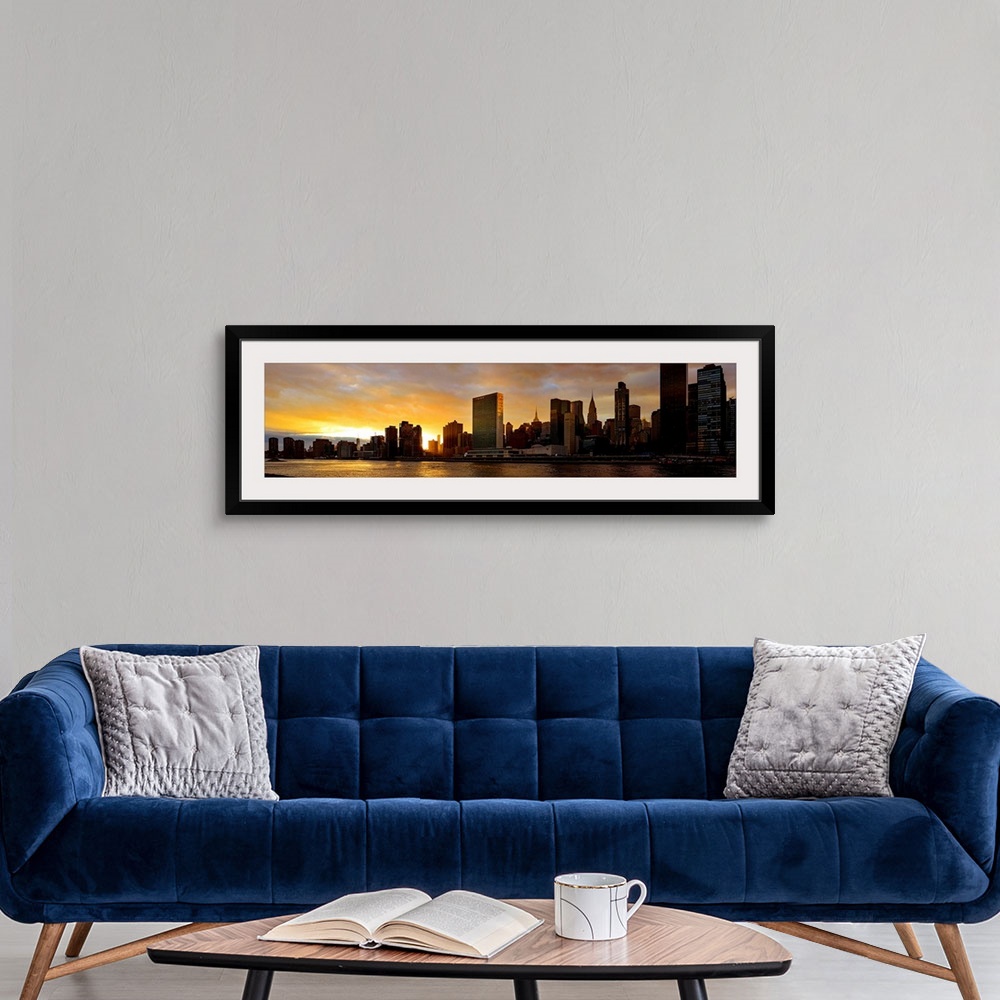 A modern room featuring Manhattan Skyline View From Roosevelt Island At Sunset