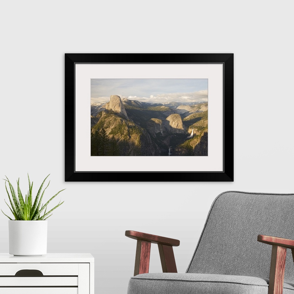 A modern room featuring California, Yosemite National Park, Yosemite Valley with Half Dome and Nevada Falls and Vernal Fa...