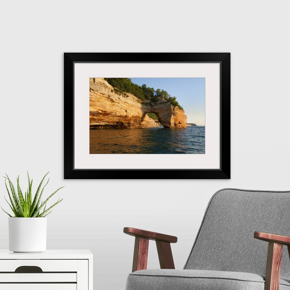 A modern room featuring North America, USA, Michigan, Pictured Rock National Lakeshore.  Lovers Leap Arch along Lake Supe...
