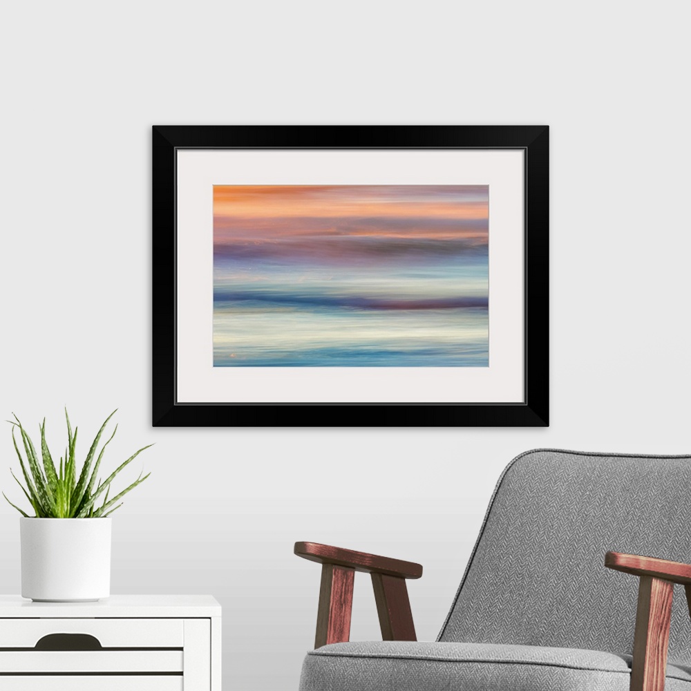 A modern room featuring USA, Washington, Cape Disappointment State Park. Abstract of sunset and ocean.