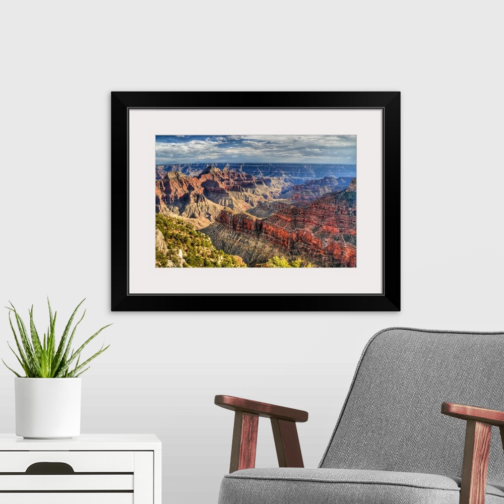 A modern room featuring North rim of the Grand Canyon (HDR image.)