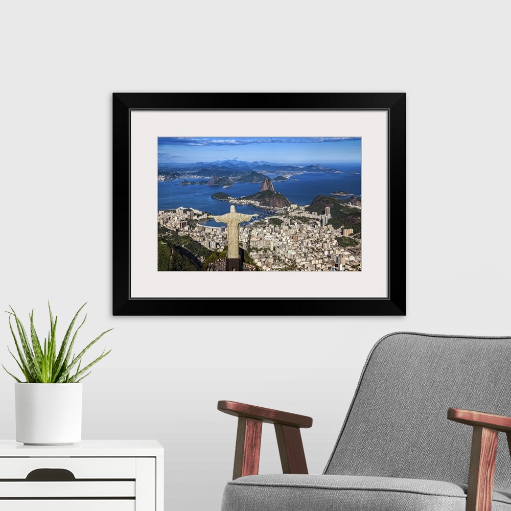 A modern room featuring Brazil, Rio de Janeiro, Corcovado, Christ the Redeemer, Cityscape with Christ the Redeemer and Su...