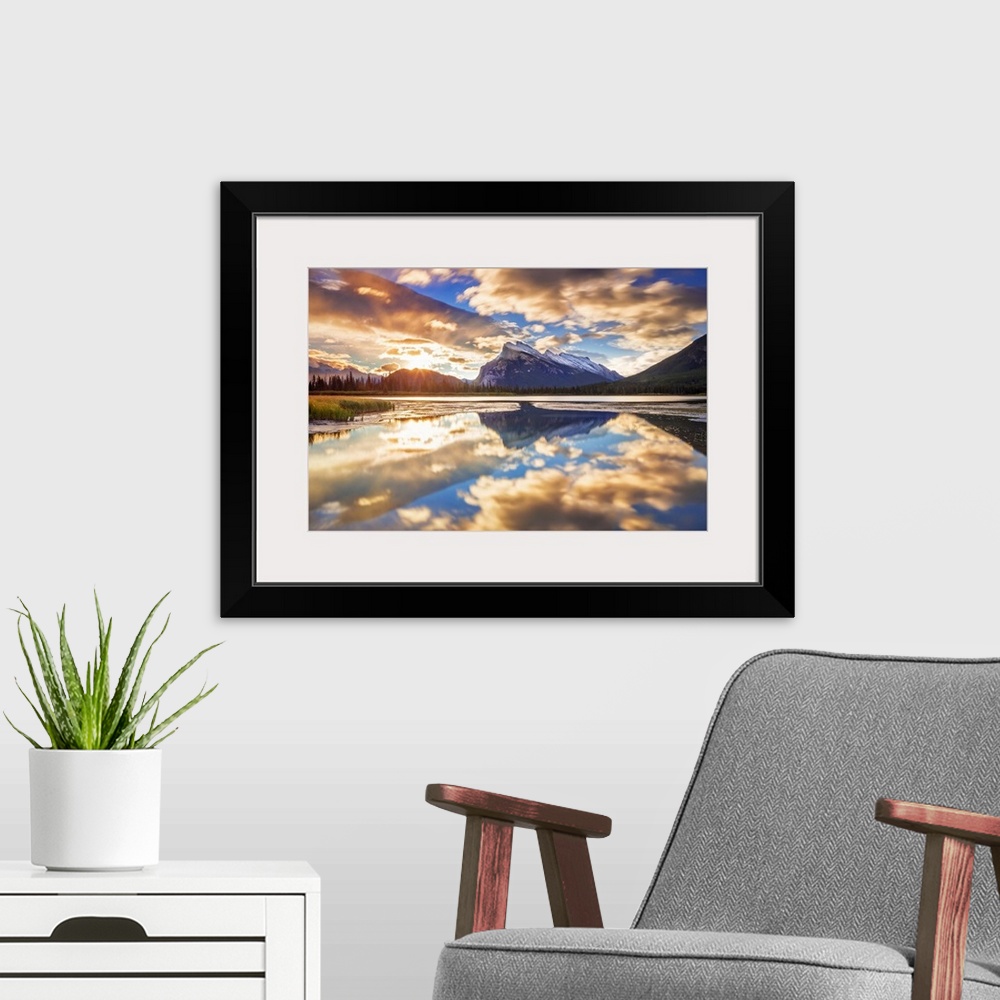 A modern room featuring Canada, Alberta, Rocky Mountains, Banff National Park, Vermillion Lake and Mount Rundle.
