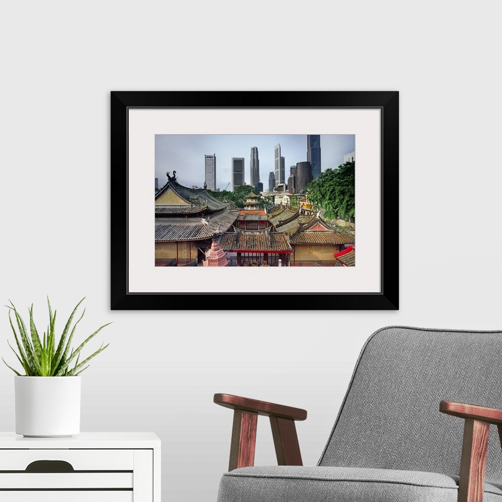 A modern room featuring Singapore, Singapore City, The roofs of Thian Hock Theng temple