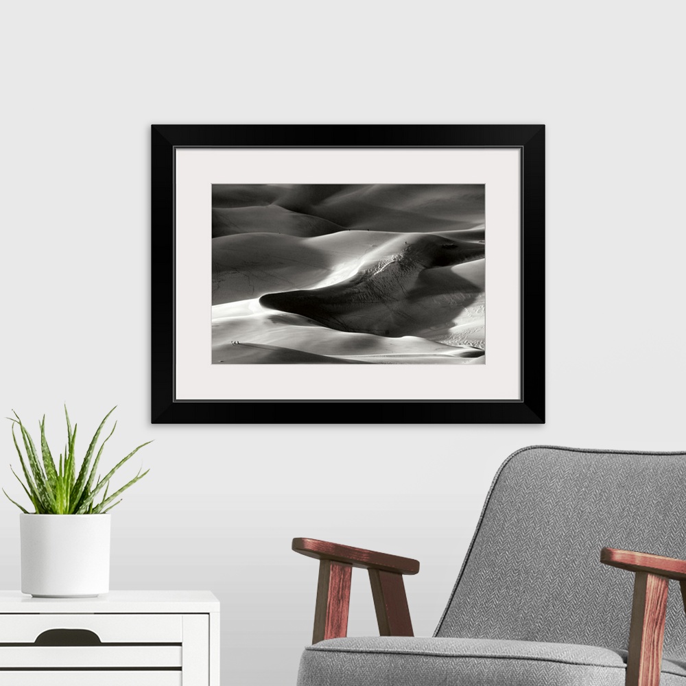 A modern room featuring Great Sand Dunes I Black and White