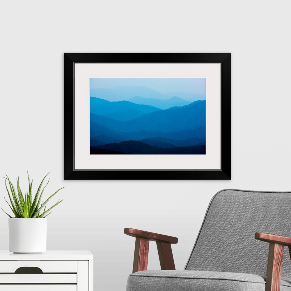 A modern room featuring USA, Virginia, Blue Ridge Parkway, Appalachian Mountains fading into distance on spring afternoon
