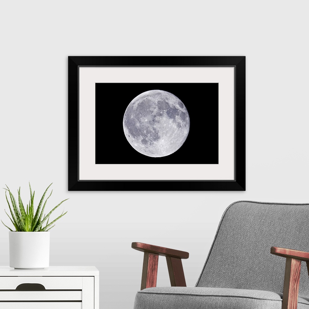 A modern room featuring Full moon in the sky