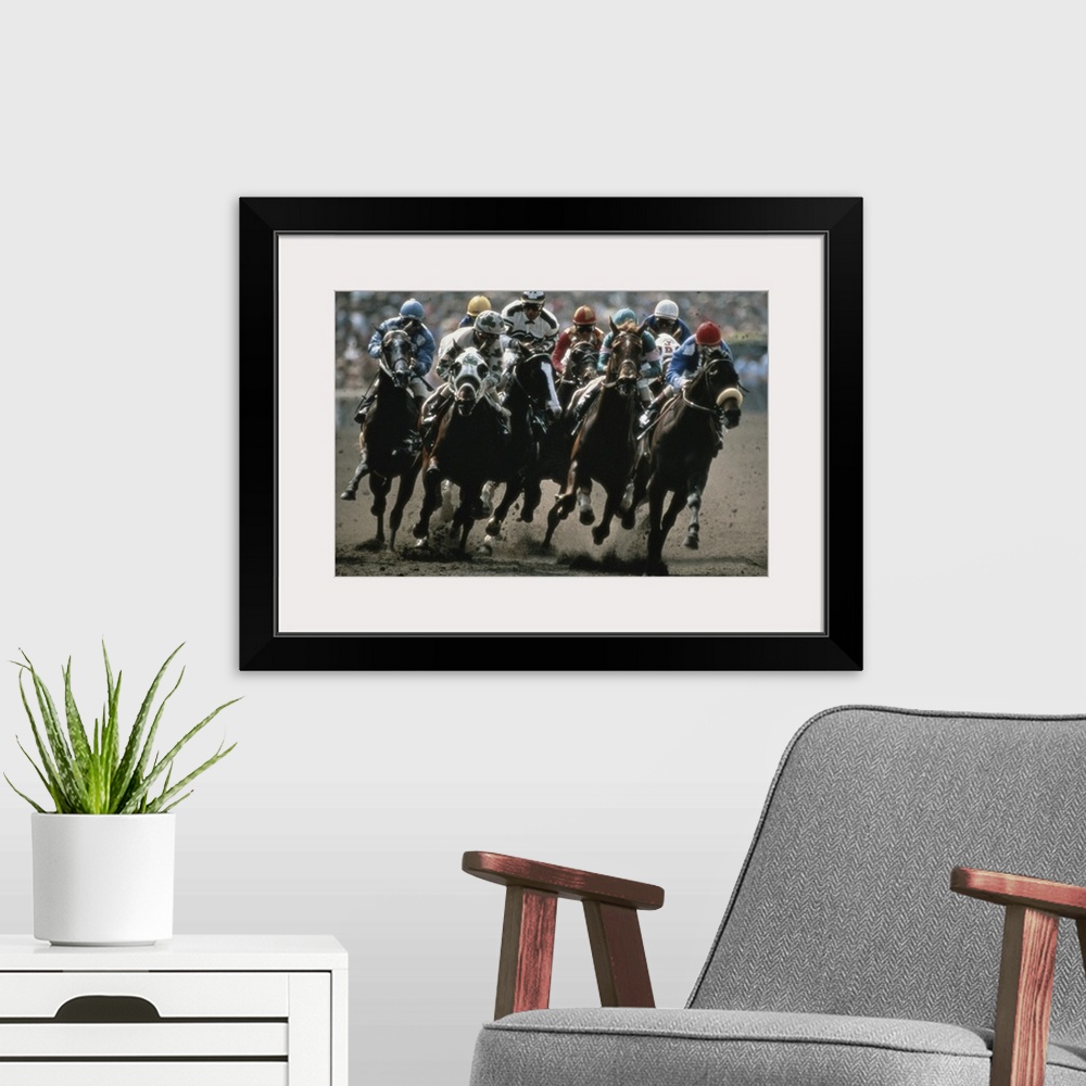 A modern room featuring Horse race in California