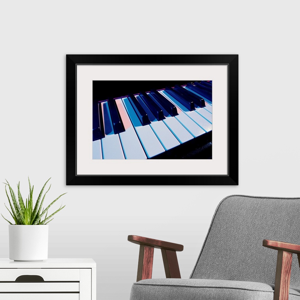 A modern room featuring Piano keyboard