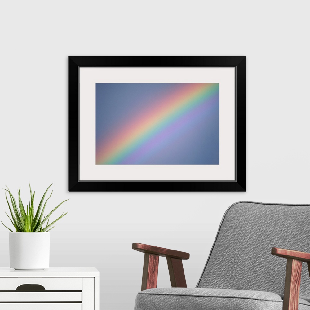 A modern room featuring Rainbow in sky