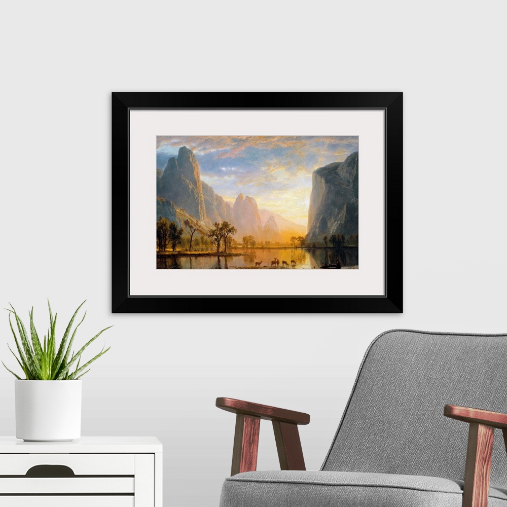 A modern room featuring Valley Of The Yosemite By Albert Bierstadt