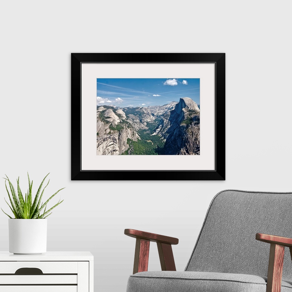 A modern room featuring View from Glacier Point. North Dome left, Half Dome to the right hand side. Yosemite National Par...