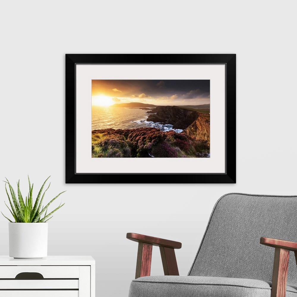 A modern room featuring Europe, Spectacular Kerry cliffs at sunset along the Ring of Kerry