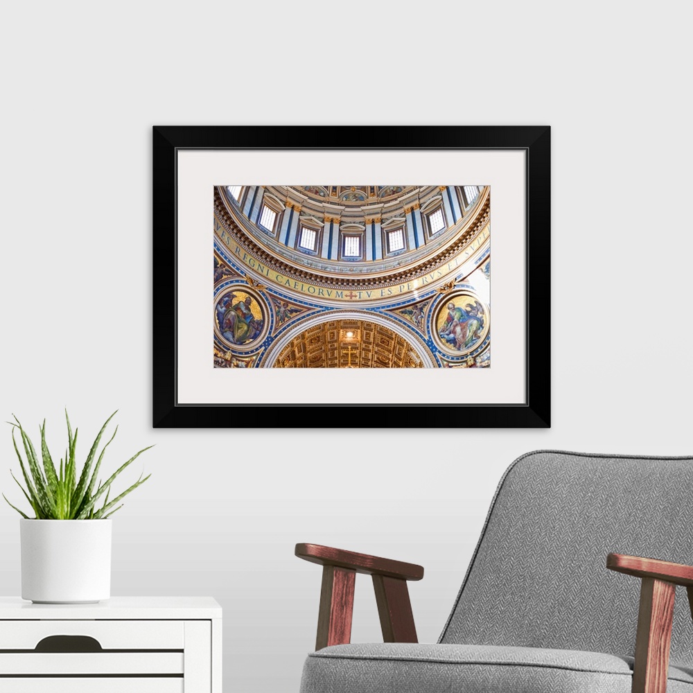 A modern room featuring Inside the St. Peter's Basilica, Rome, Lazio, Italy, Europe. The Dome.
