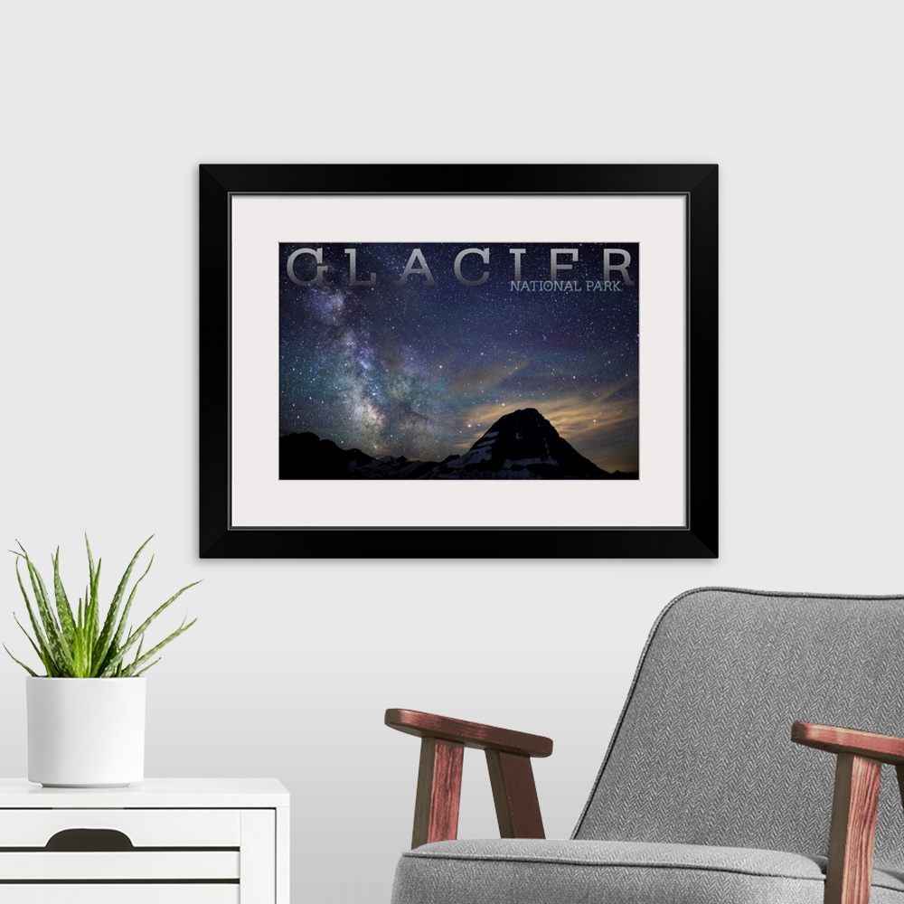 A modern room featuring Glacier National Park, Milky Way Over Hidden Lake Overlook: Travel Poster