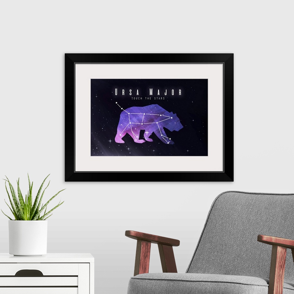 A modern room featuring Ursa Major - Touch the Stars - Constellation Silhouette with Night Sky - Color