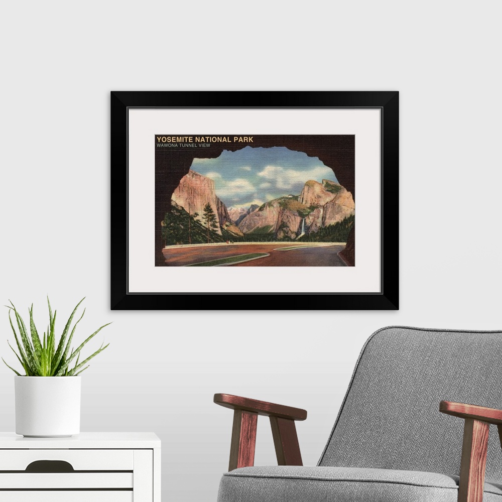 A modern room featuring Yosemite National Park, Wawona Tunnel View: Retro Travel Poster