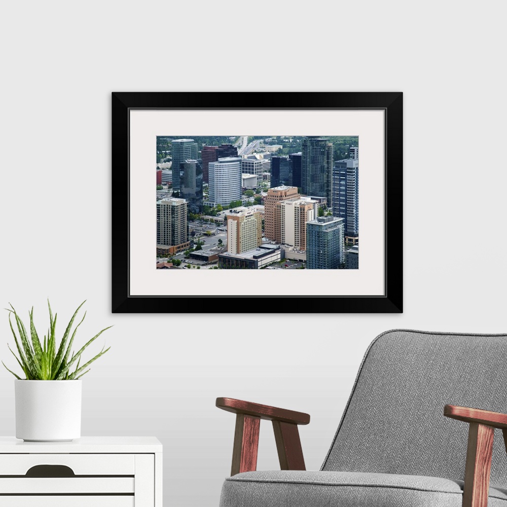 A modern room featuring City Skyline, Bellevue, WA - Aerial Photograph
