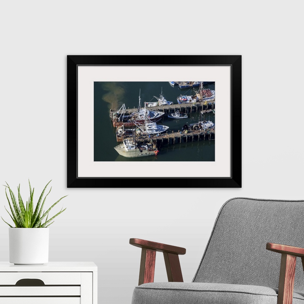 A modern room featuring Docked Fishing Boats, Portland, Maine - Aerial Photograph