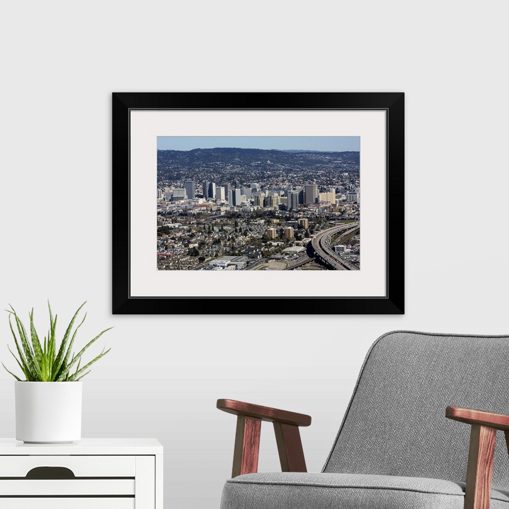 A modern room featuring Downtown Oakland, San Francisco Bay Area, California, USA - Aerial Photograph