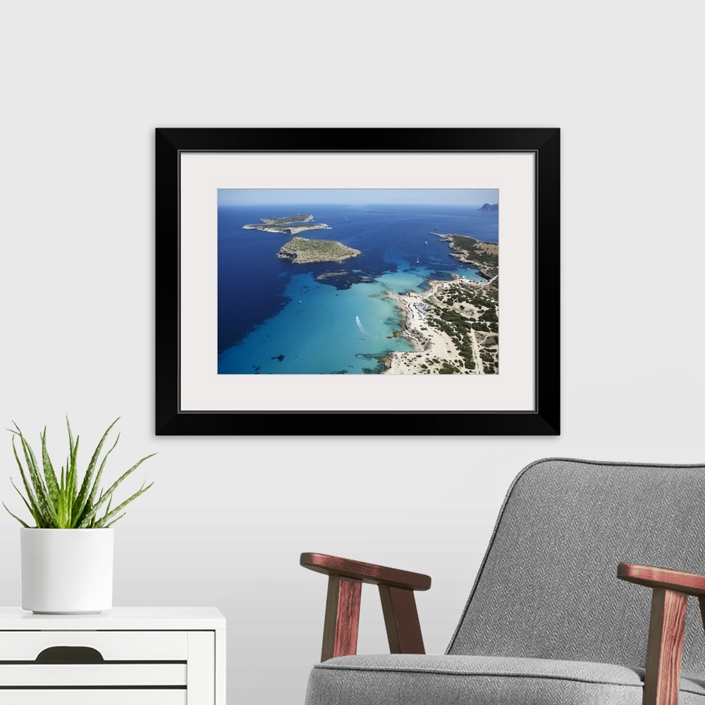 A modern room featuring Islets West Of Ibiza, Balearic Islands, Spain - Aerial Photograph