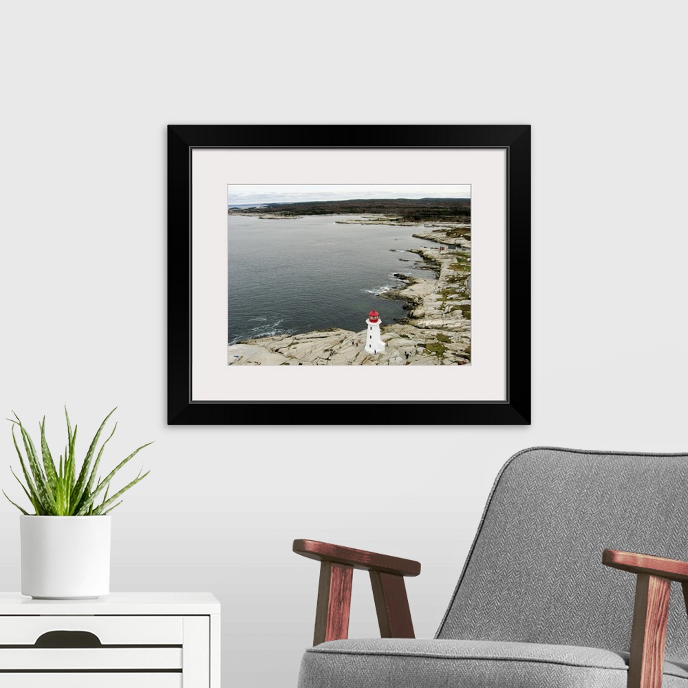 A modern room featuring Peggy's Cove And The Lighthouse, Nova Scotia - Aerial Photograph