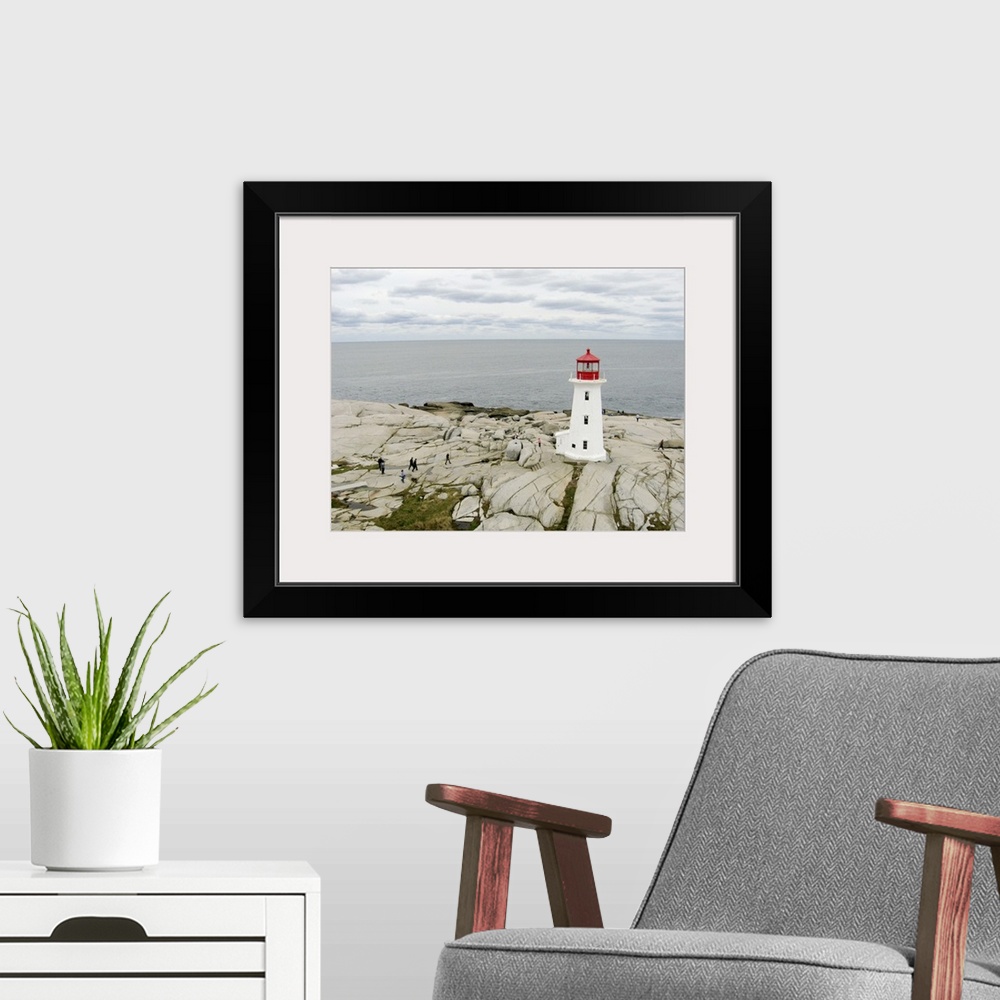 A modern room featuring Peggy's Cove And The Lighthouse, Nova Scotia, Canada - Aerial Photograph