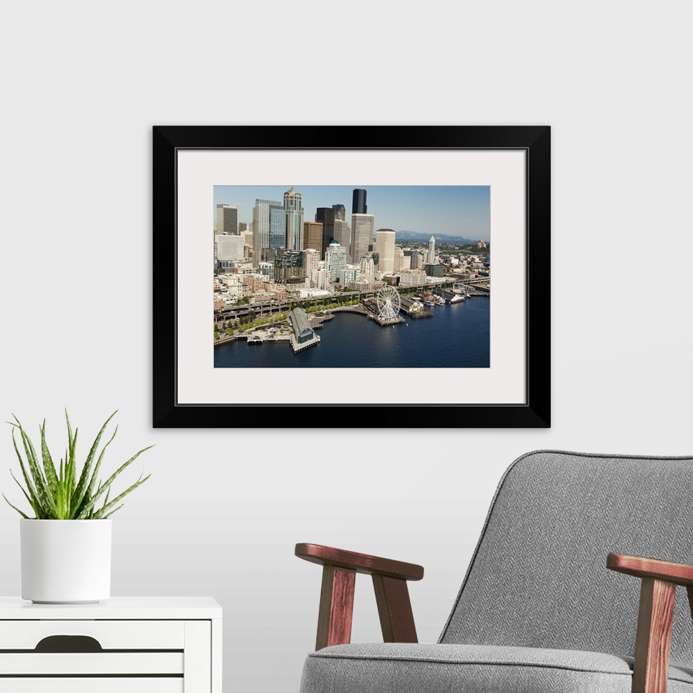 A modern room featuring Seattle Great Wheel, Waterfront and skyline, Seattle