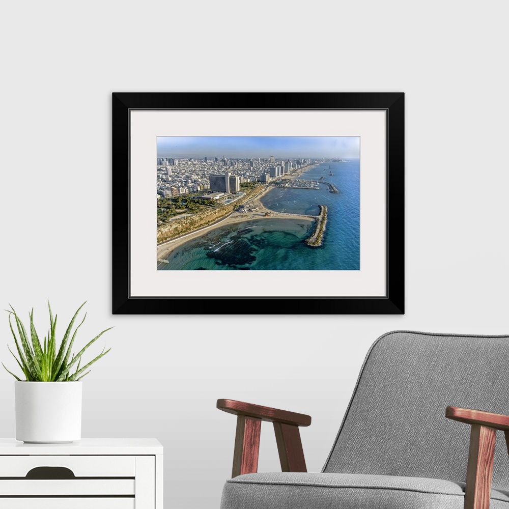 A modern room featuring Tel Aviv Shore Line, Tel Aviv - Aerial Photograph