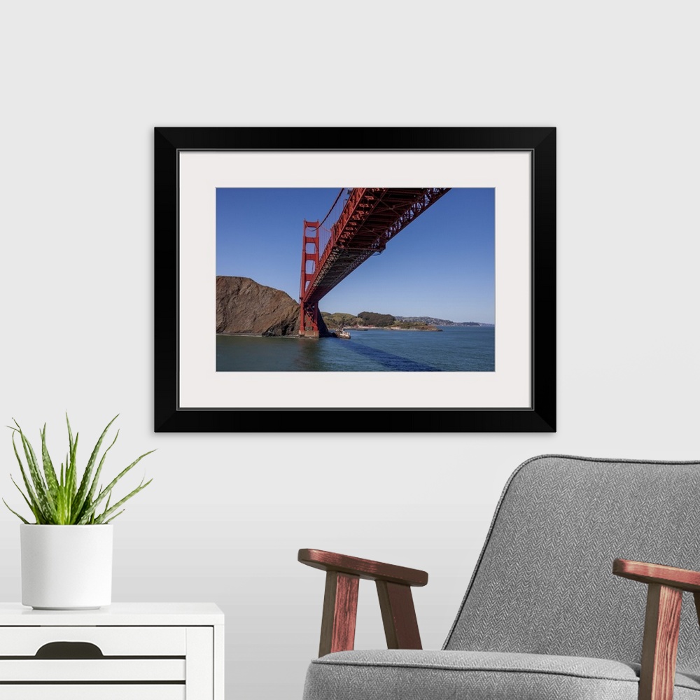 A modern room featuring The Golden Gate Bridge, San Francisco, California - Aerial Photograph