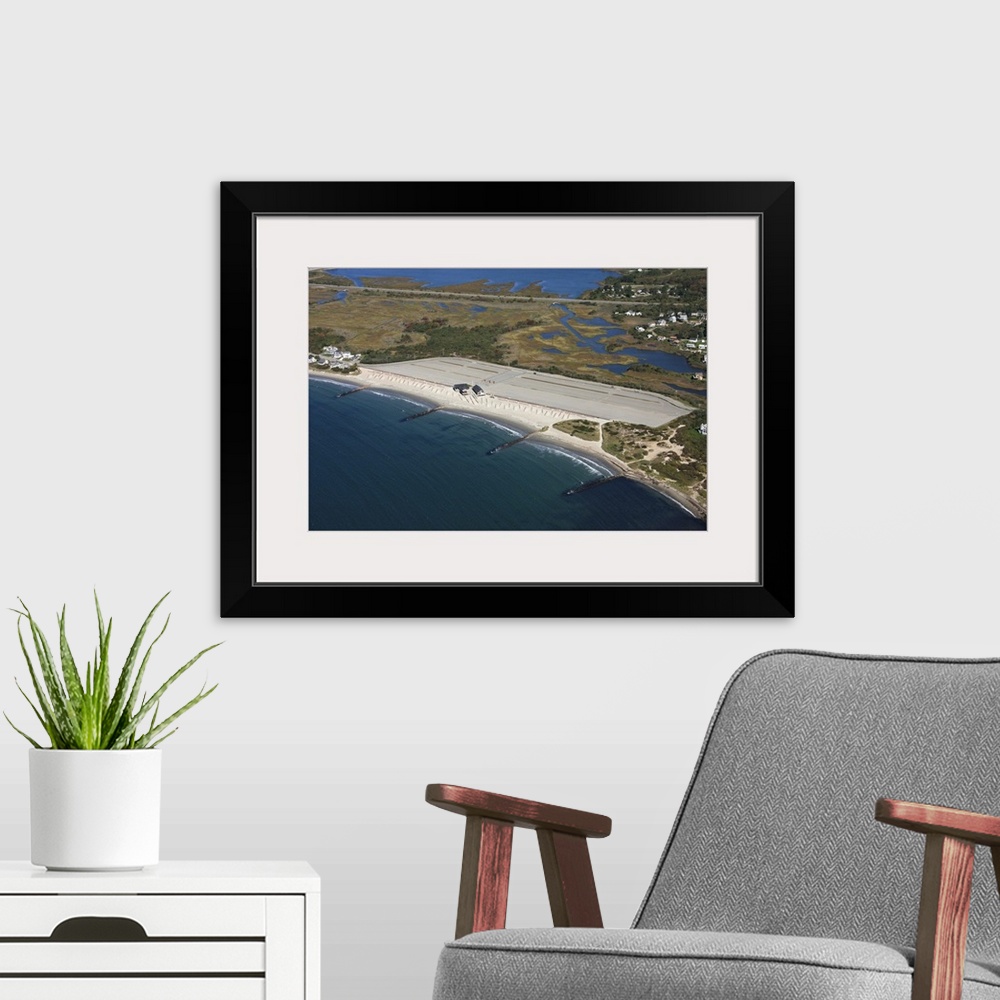 A modern room featuring Wheeler Beach, Point Judith, Rhode Island, USA - Aerial Photograph