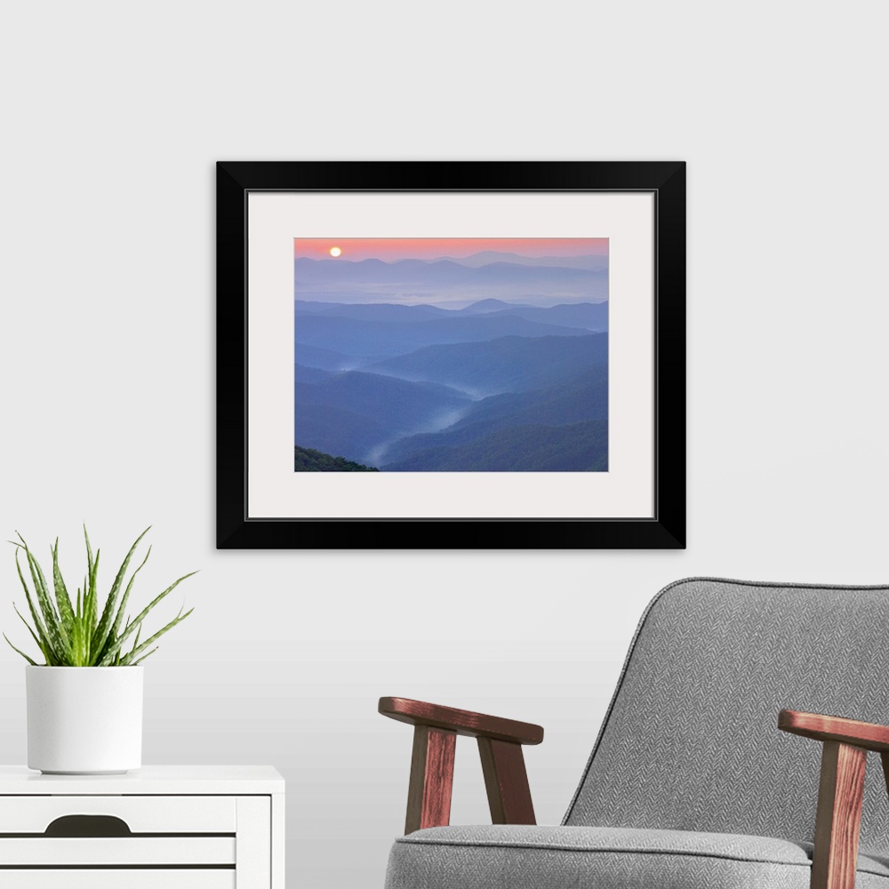 A modern room featuring Sunset over the Pisgah National Forest from the Blue Ridge Parkway, North Carolina