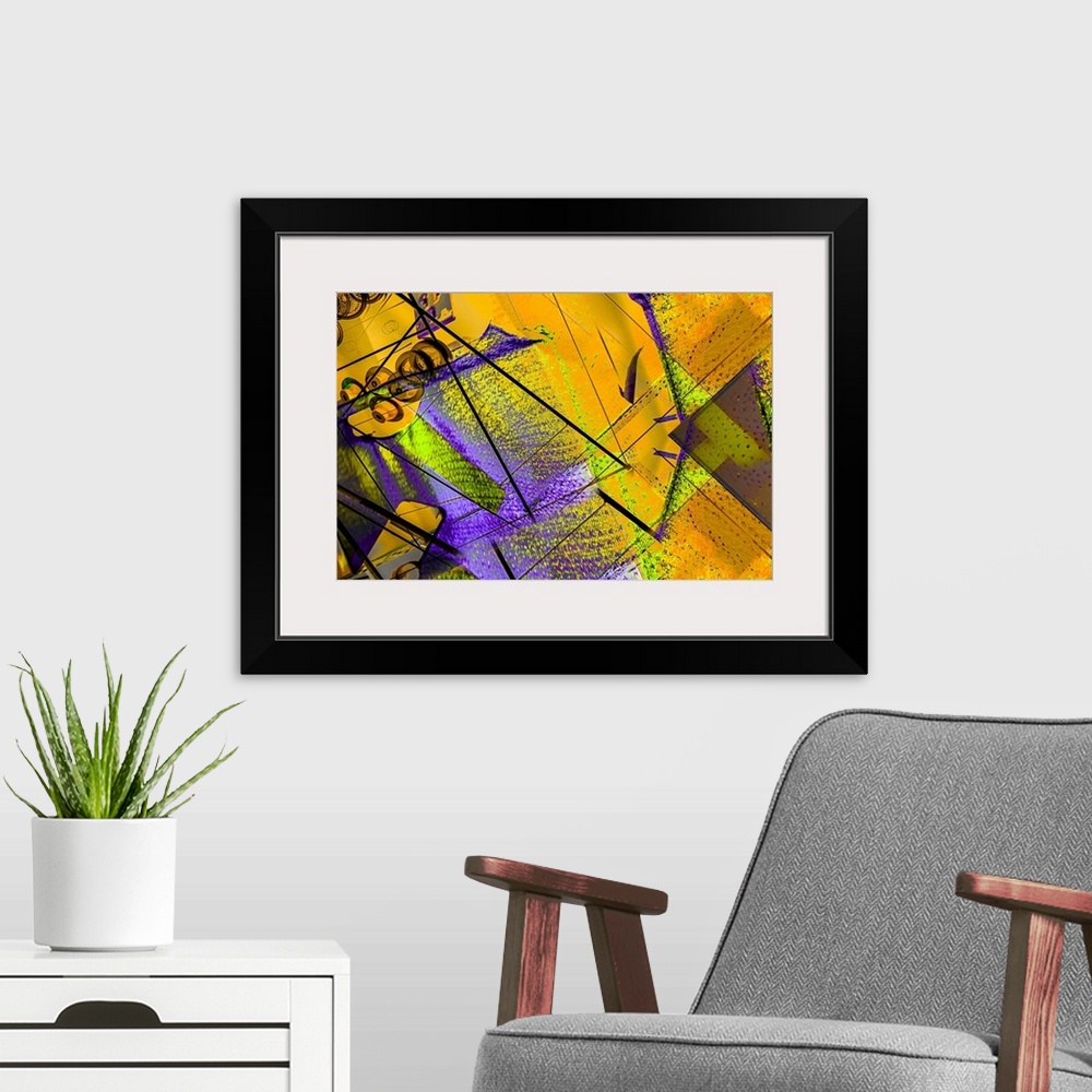 A modern room featuring A colorful abstract using In-camera-movement and multiple exposures.