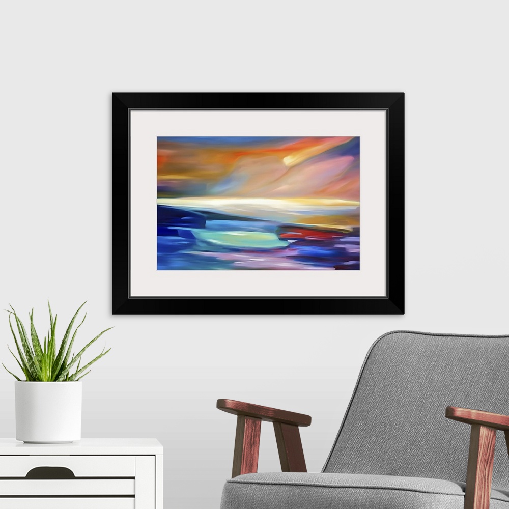 A modern room featuring Abstract photo made to look like an abstract oil painting in post-processing. This image intends ...