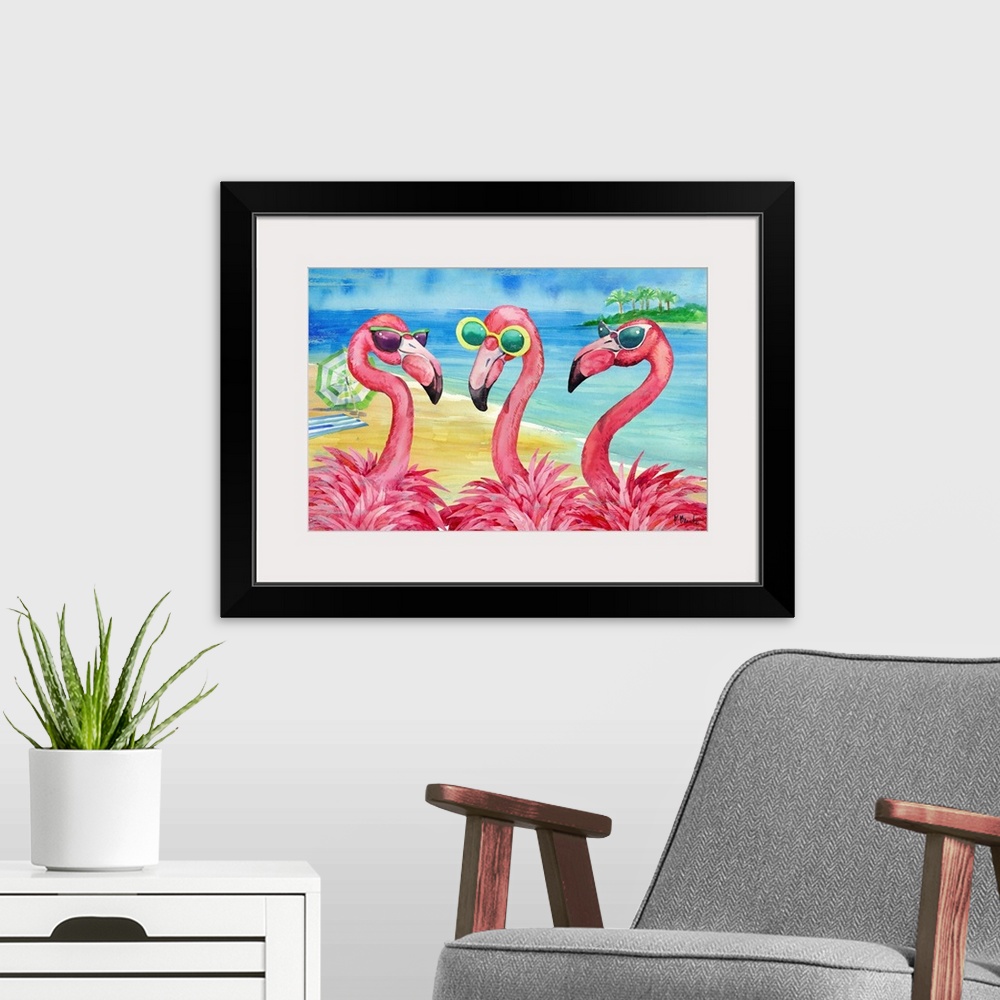 A modern room featuring Flamingo Girlfriends Horizontal