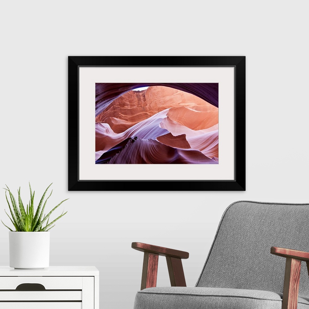 A modern room featuring Antelope Canyon