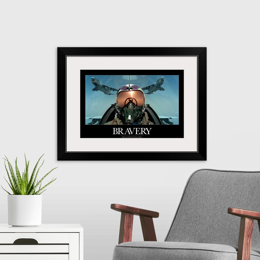 A modern room featuring Military Poster: Brave men stand tall in the face of danger